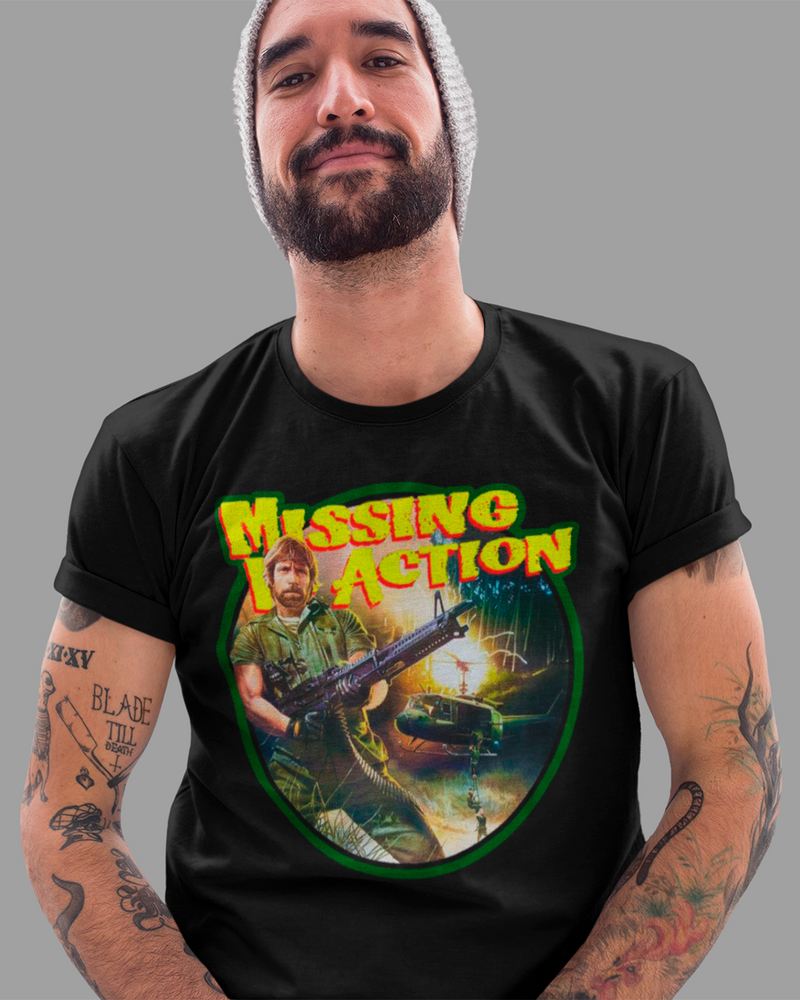 Camiseta Algodão Premium Action Movies - Chuck Norris "Missing in Action"