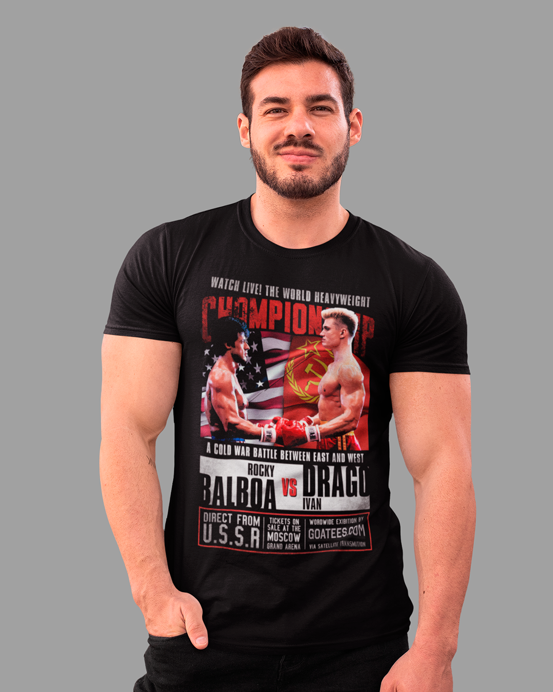 Camiseta Algodão Premium Boxe - Rocky VS Drago