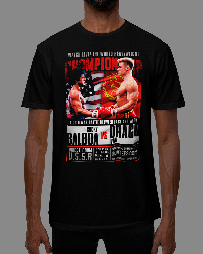 Camiseta Algodão Premium Boxe - Rocky VS Drago