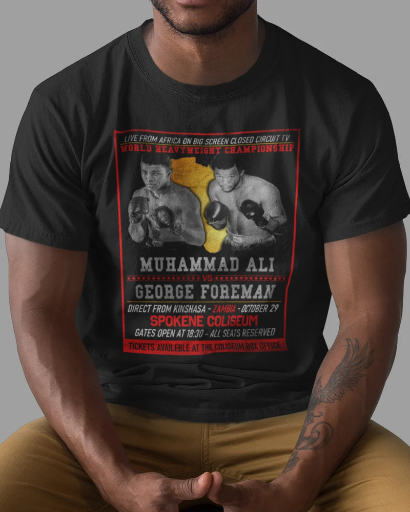 Camiseta Algodão Premium Boxe - Ali VS Foreman