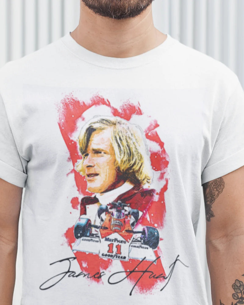 Camiseta Algodão Premium Fórmula 1 - James Hunt Signature