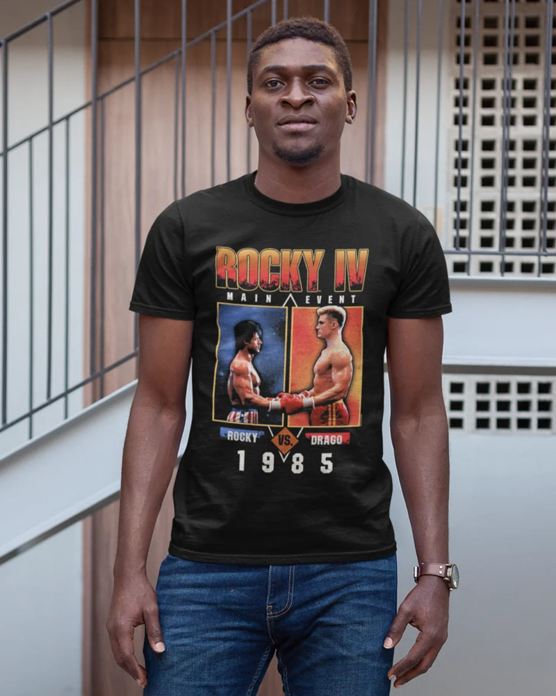 Camiseta Algodão Premium Boxe - Rocky VS Drago 1985