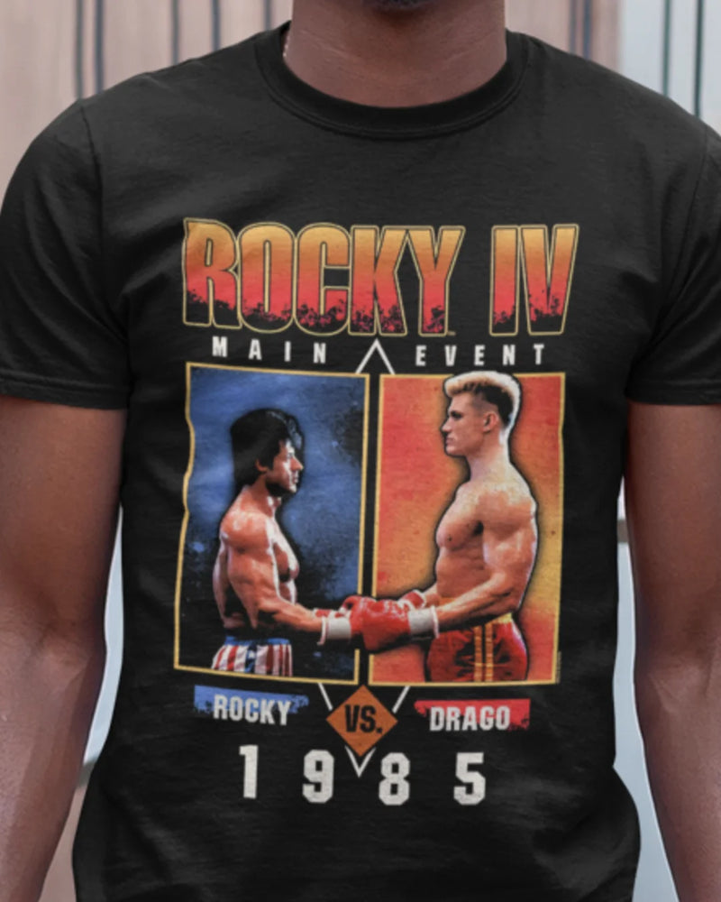 Camiseta Algodão Premium Boxe - Rocky VS Drago 1985