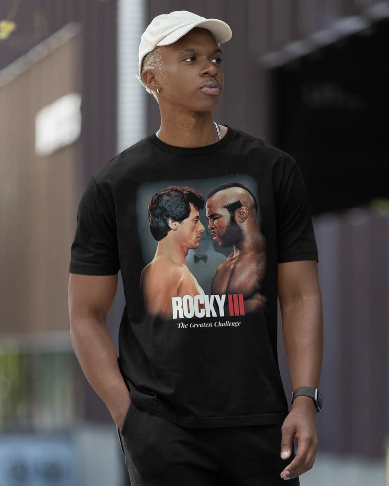 Camiseta Algodão Premium Boxe - Rocky III Balboa Facing Lang