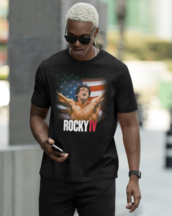 Camiseta Algodão Premium Boxe - Rocky IV Flag