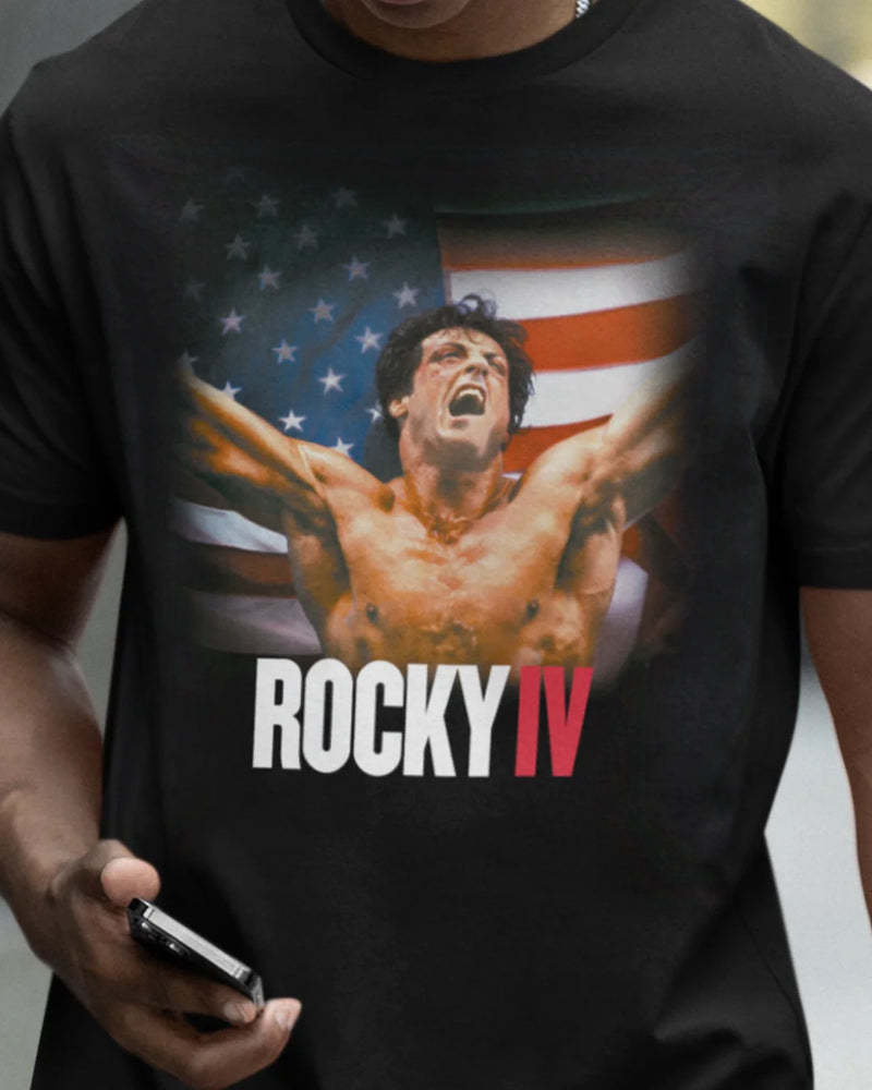 Camiseta Algodão Premium Boxe - Rocky IV Flag