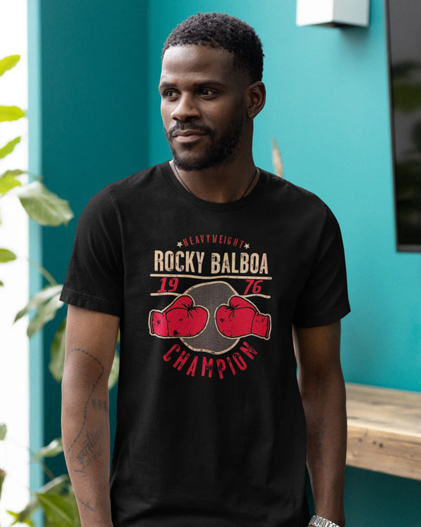 Camiseta Algodão Premium Boxe - Rocky Balboa 1976 Champion