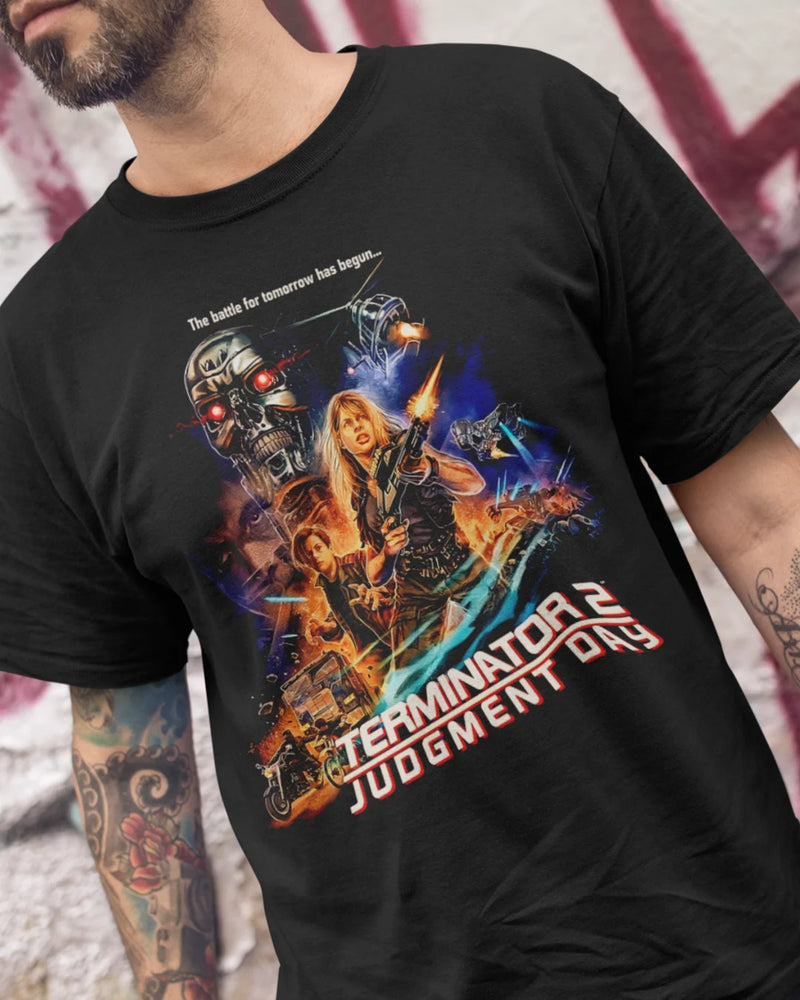 Camiseta Algodão Premium Action Movies - Terminator Battle in LA