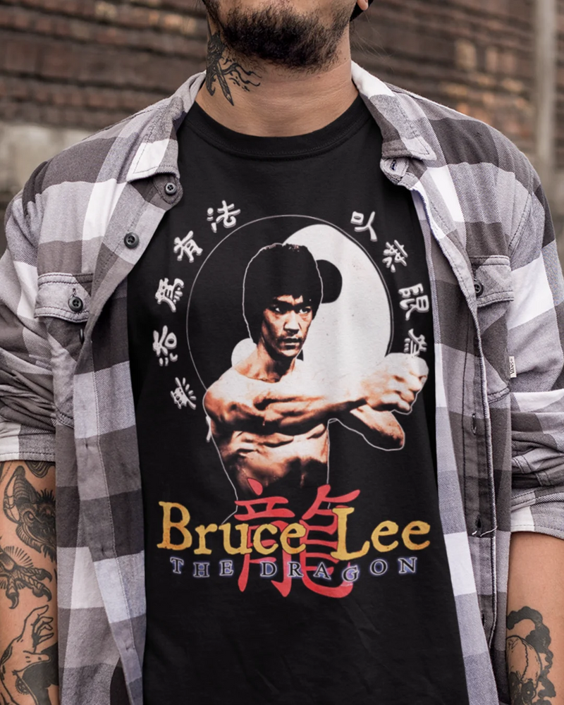 Camiseta Algodão Premium Action Movies - Bruce Lee Ying Yang