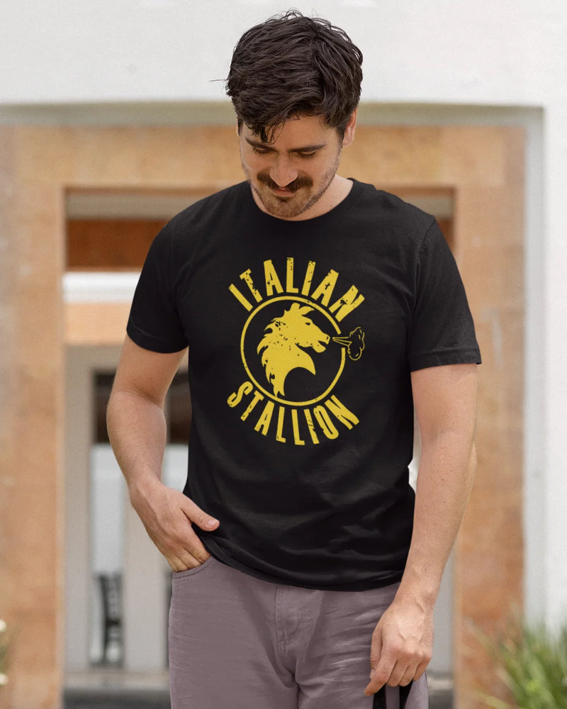 Camiseta Algodão Premium Boxe - Balboa Yellow Italian Stallion