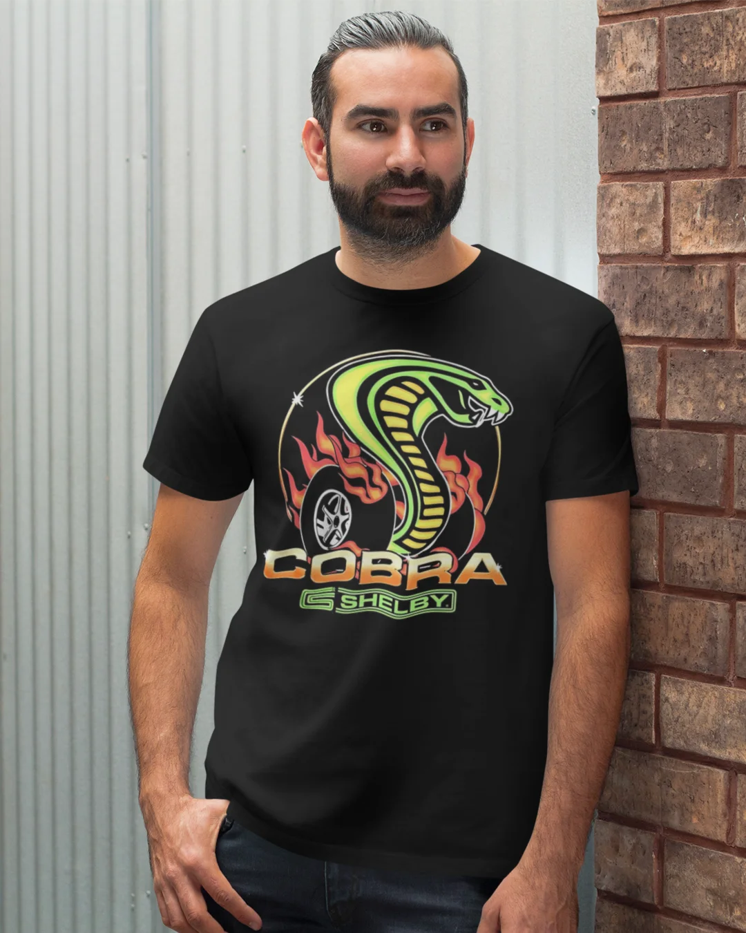 Camiseta Algodão Premium Carros - Cobra Shelby Flames