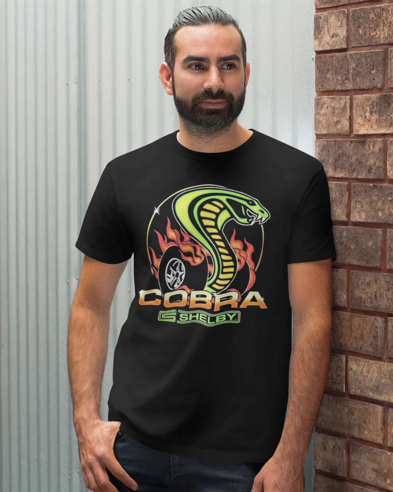 Camiseta Algodão Premium Carros - Cobra Shelby Flames