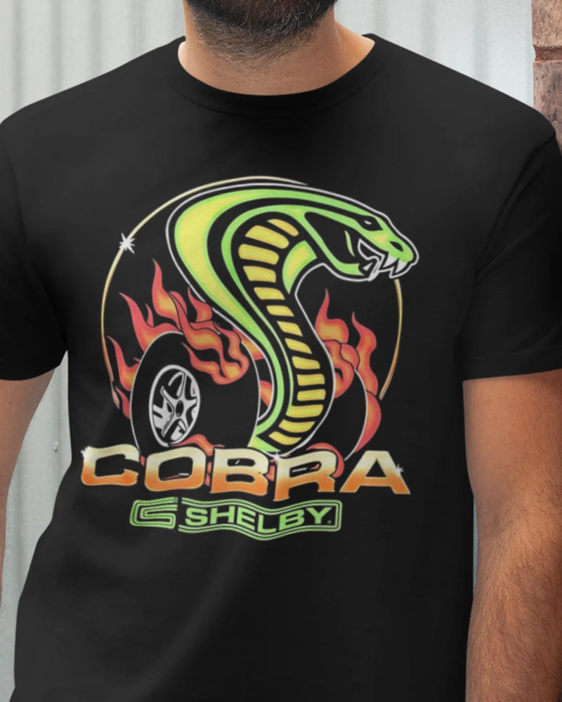 Camiseta Algodão Premium Carros - Cobra Shelby Flames