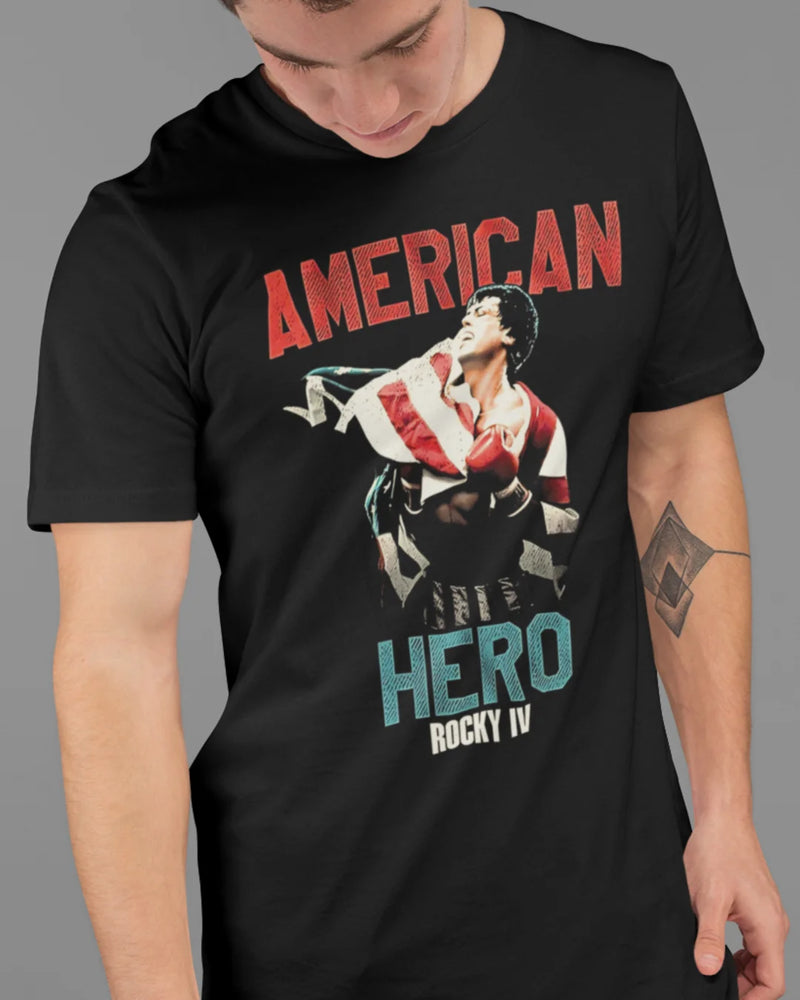 Camiseta Algodão Premium Boxe - Rocky 4 American Hero