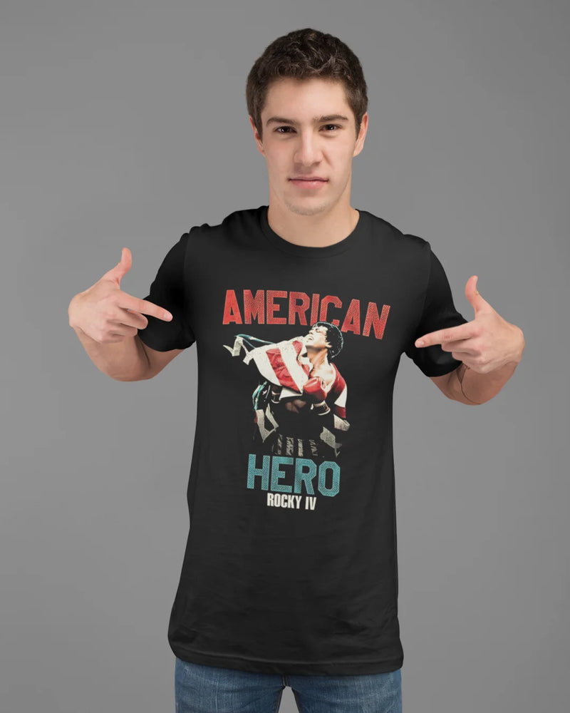 Camiseta Algodão Premium Boxe - Rocky 4 American Hero